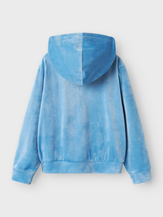 NameIt Lulone Velour cardigan med hette Silver lake blue