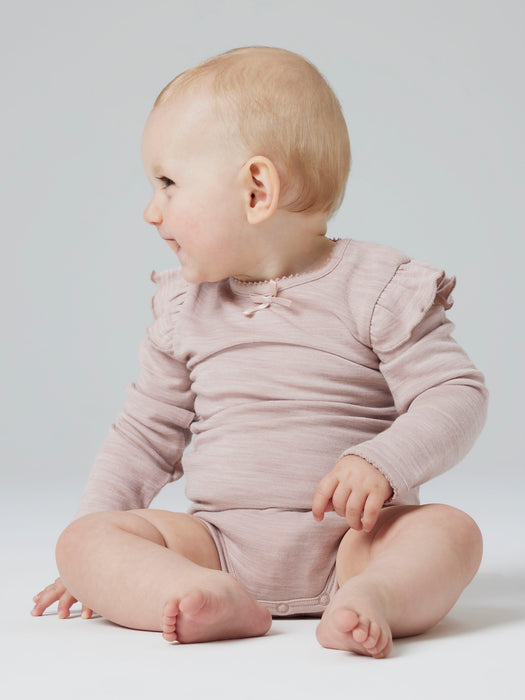 NameIt Baby Wyla ull body Shadow grey pink
