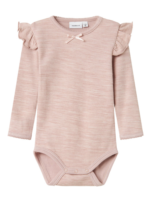 NameIt Baby Wyla ull body Shadow grey pink