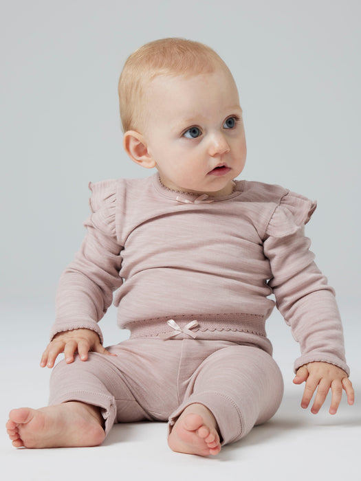 NameIt Baby Wyla ull leggings Shadow grey pink