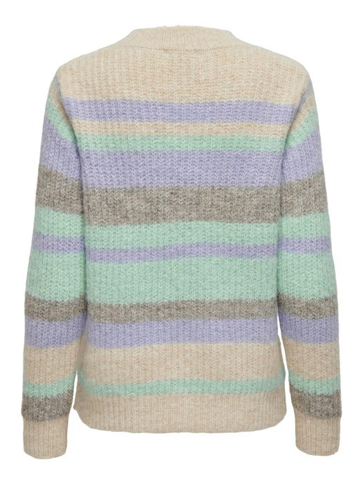 ONLY Maggie life rib Strikkegenser Birch/Aqua