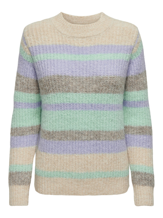 ONLY Maggie life rib Strikkegenser Birch/Aqua