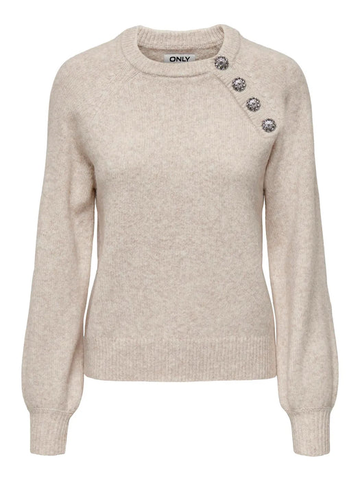 ONLY life Lauren Button knit Oatmeal