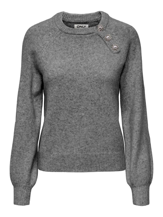 ONLY life Lauren Button knit Grey melange